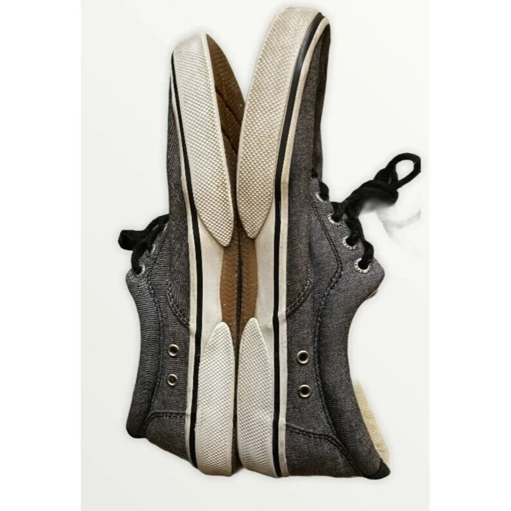Sperry‎ Mens Top-Sider Gray Canvas Lace-Up Shoes 8.5 Casual Style Rubber Sole